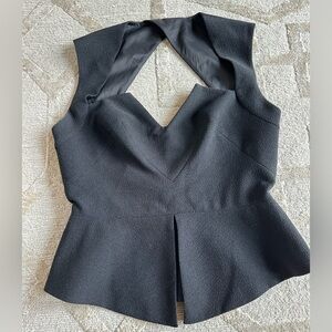 BLACK HALO Black Crepe Peplum Top